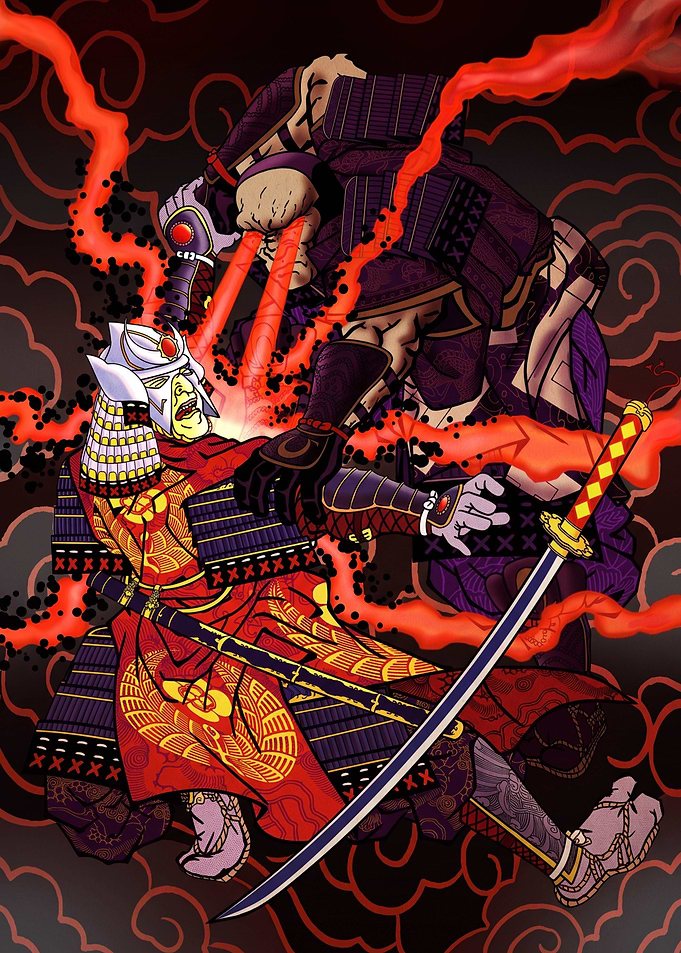 Samurai Battle with Laser Eyes