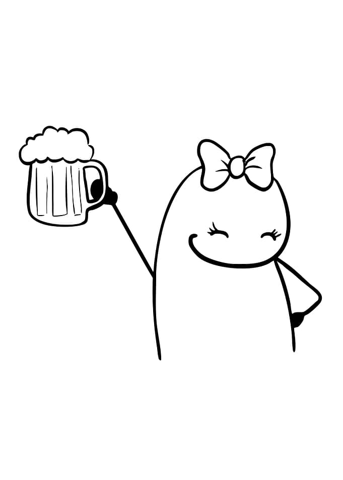 Flork of Cows Character Holding Beer