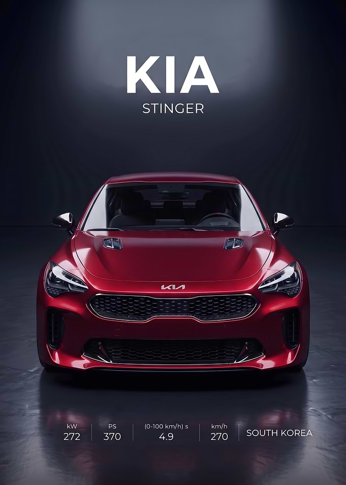 Kia Stinger Red Sports Car Poster