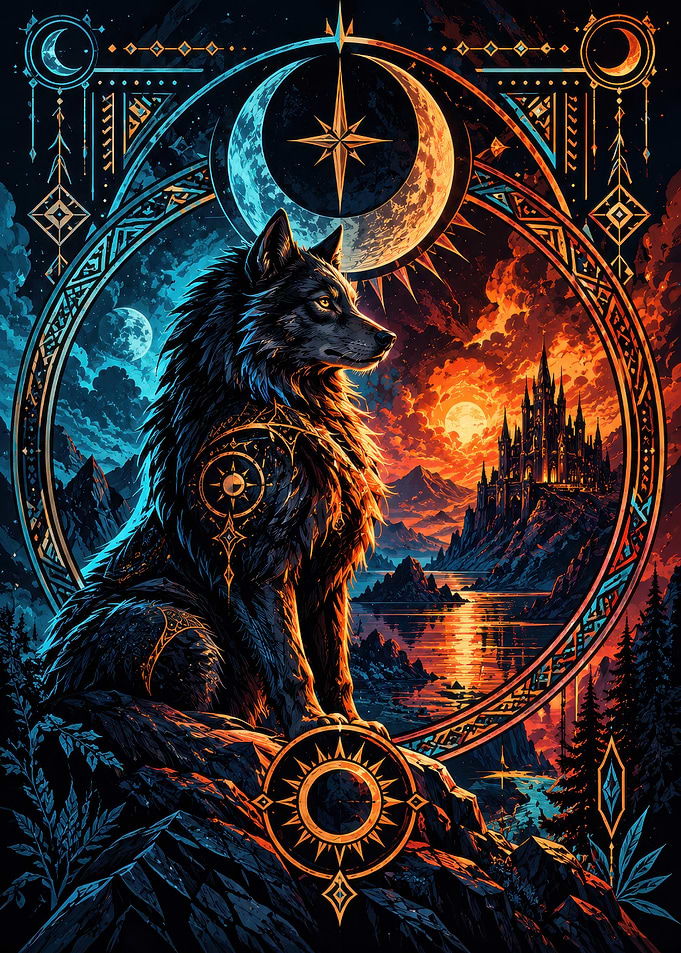 Mystical Wolf and Celestial Castle