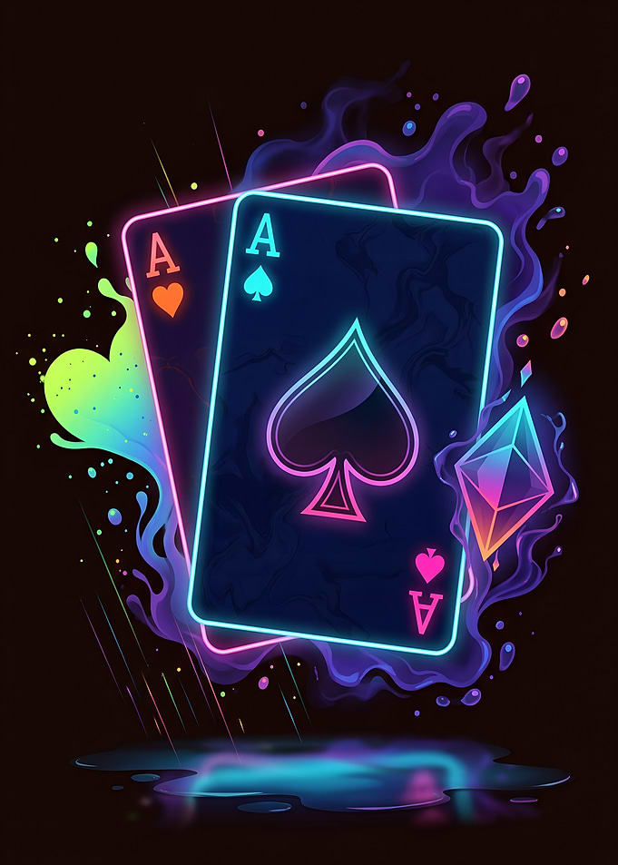 Neon Ace Playing Cards Art