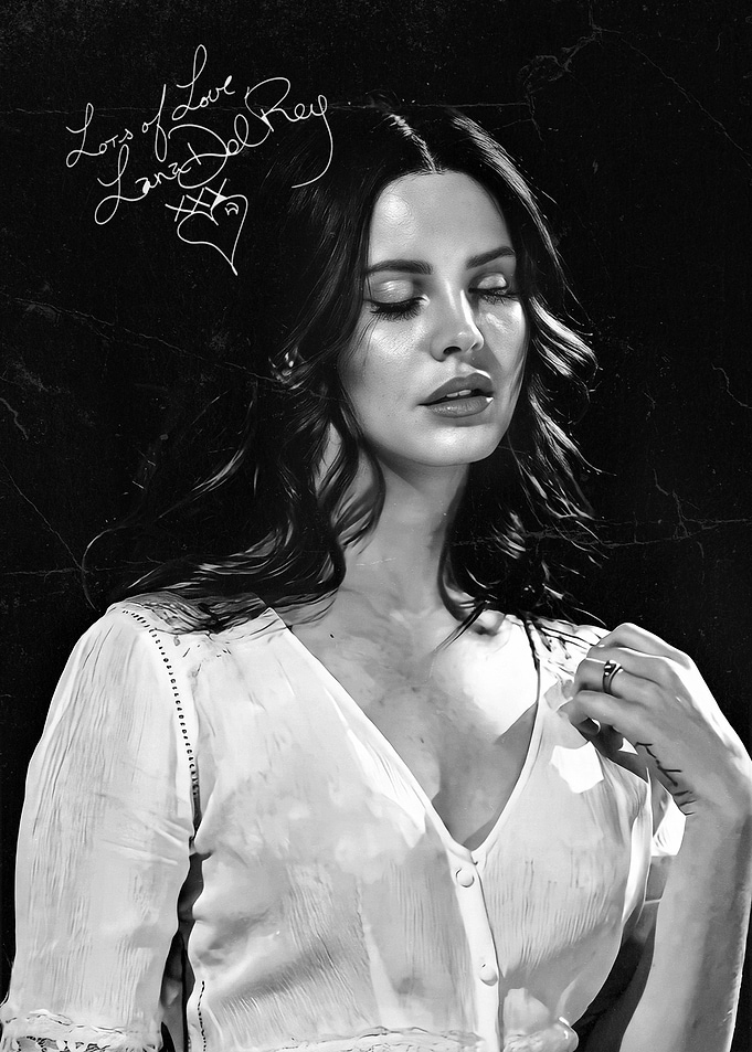 Lana Del Rey Black and White Portrait Art
