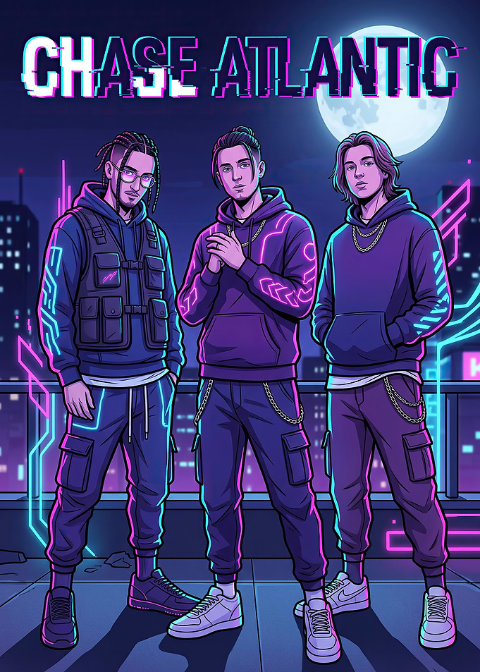 Chase Atlantic Neon Cyberpunk Illustration
