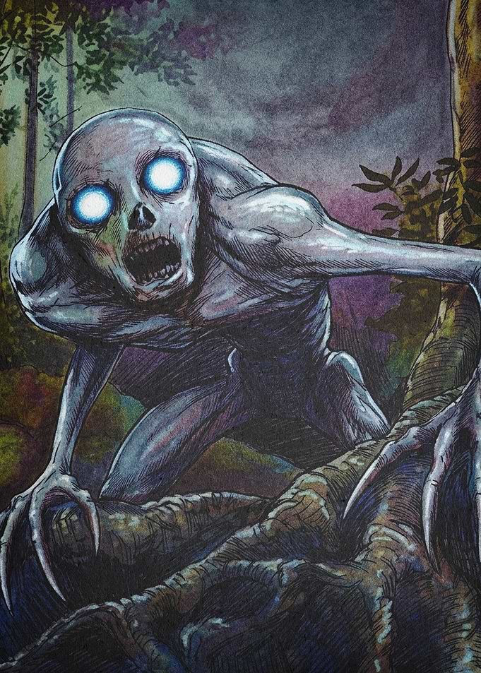 Cryptid Monster Glowing Eyes Art