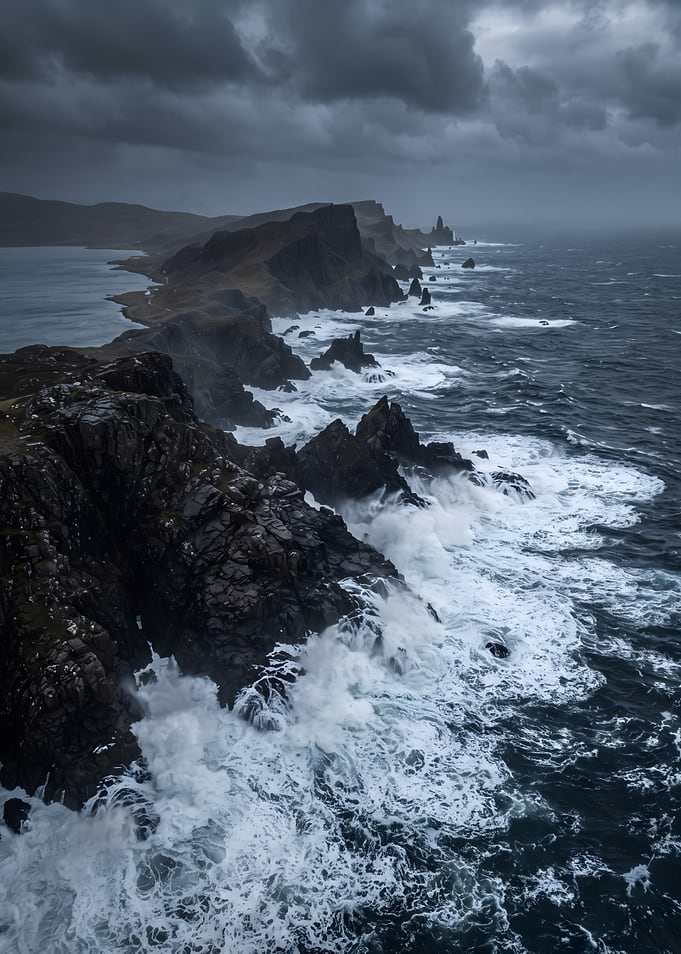 Stormy Scottish Coastal Cliffs