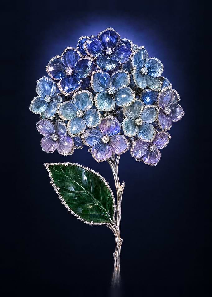 Violet Hydrangea Gemstone Flower