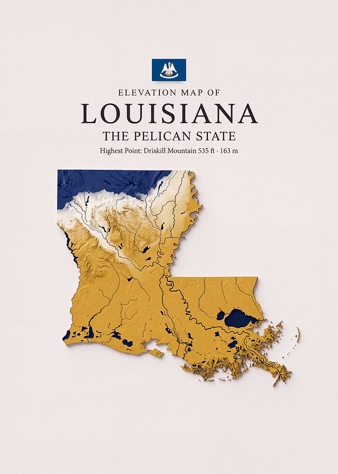 Elevation Map of Louisiana