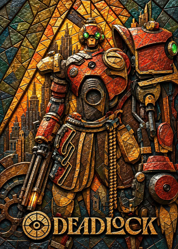 Deadlock Stained Glass Robot Art