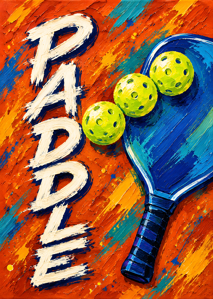 Vibrant Pickleball Paddle and Balls Art