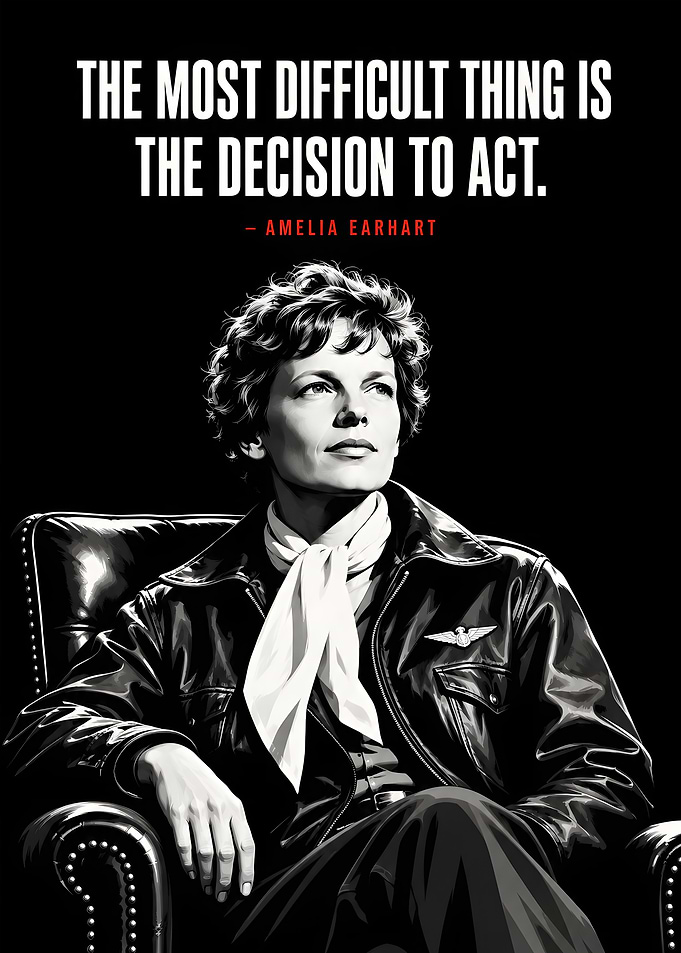 Amelia Earhart Inspirational Quote Poster