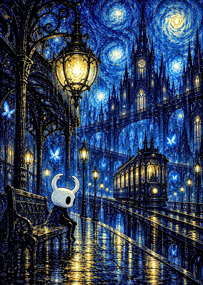 Hollow Knight in Starry Night City