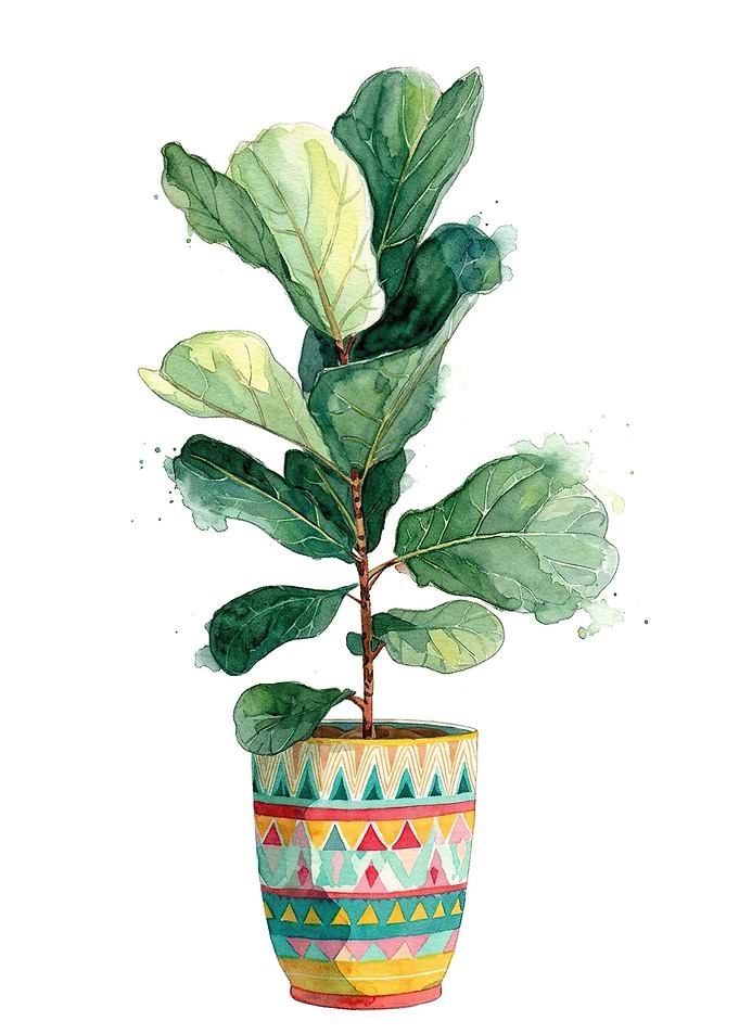 Watercolor Fiddle Leaf Fig Plant