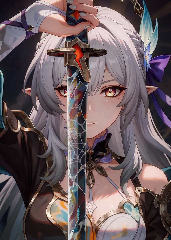 Anime Elf Warrior Holding Sword