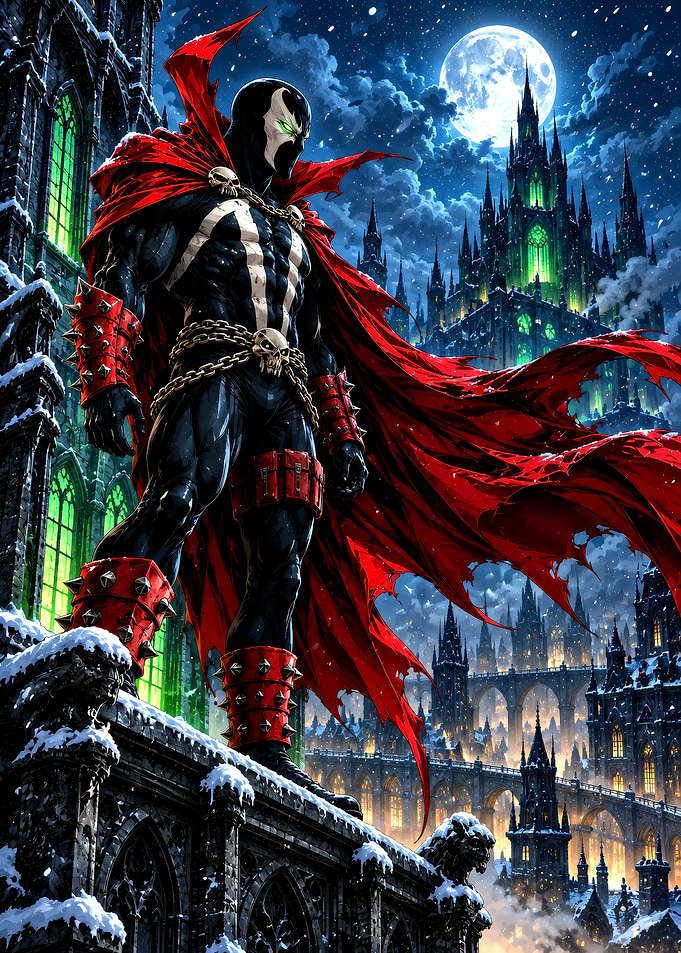 Spawn Standing on Gothic Cathedral
