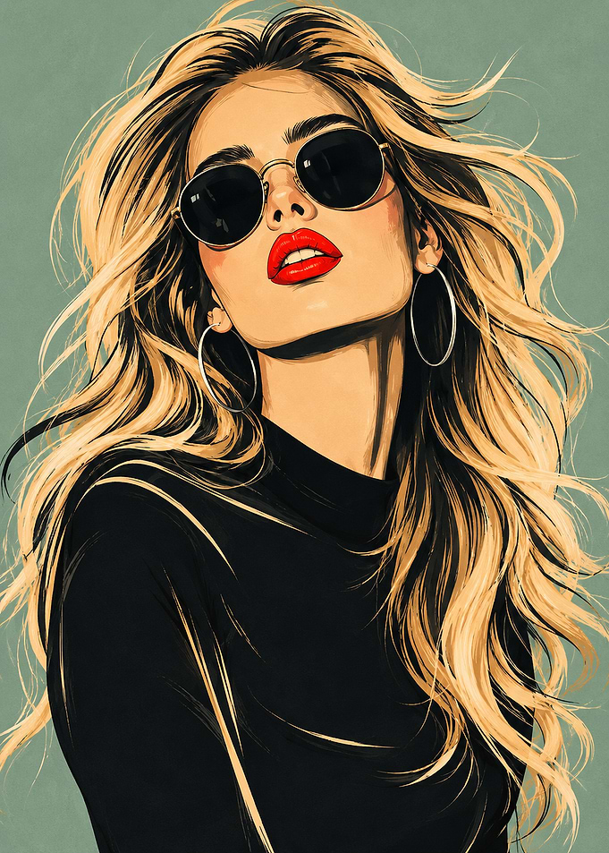 Stylish Blonde Woman in Sunglasses