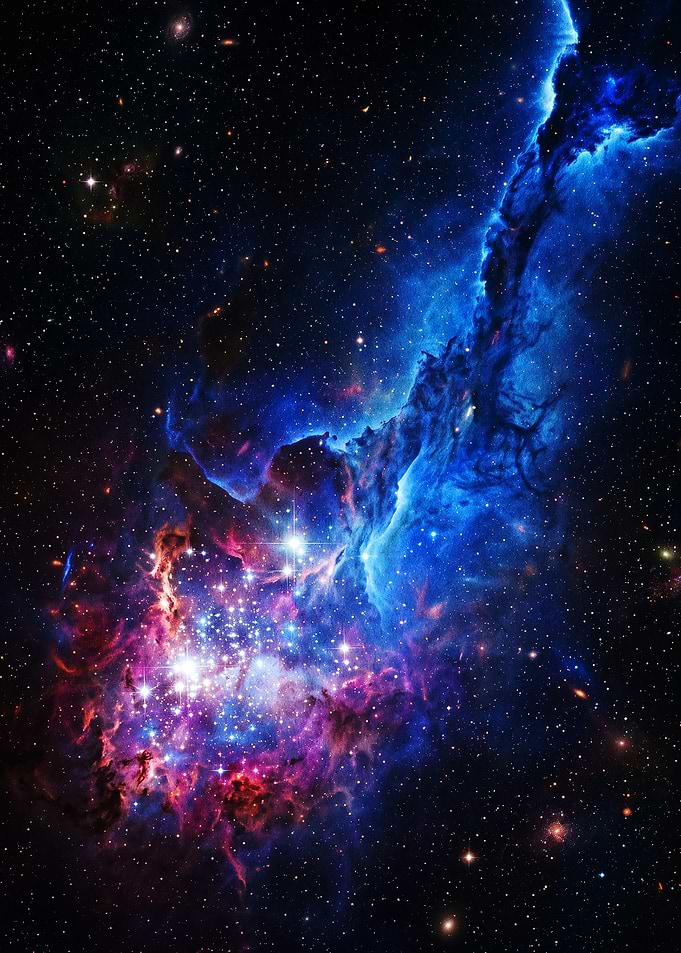 Vibrant Cosmic Nebula and Star Cluster