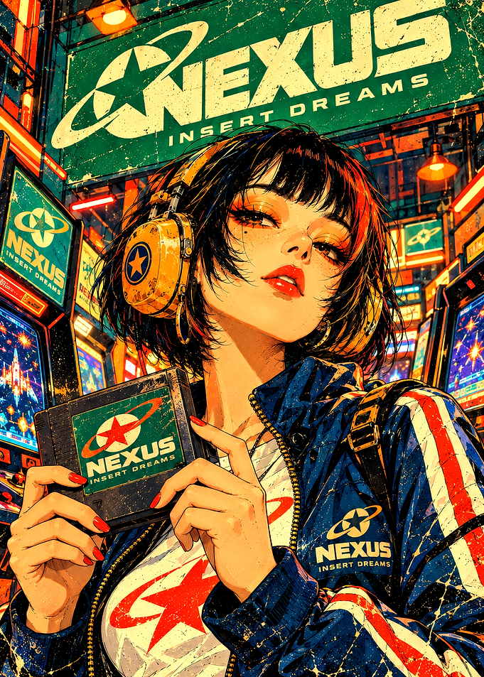 Retro Gaming Girl with Nexus Cartridge
