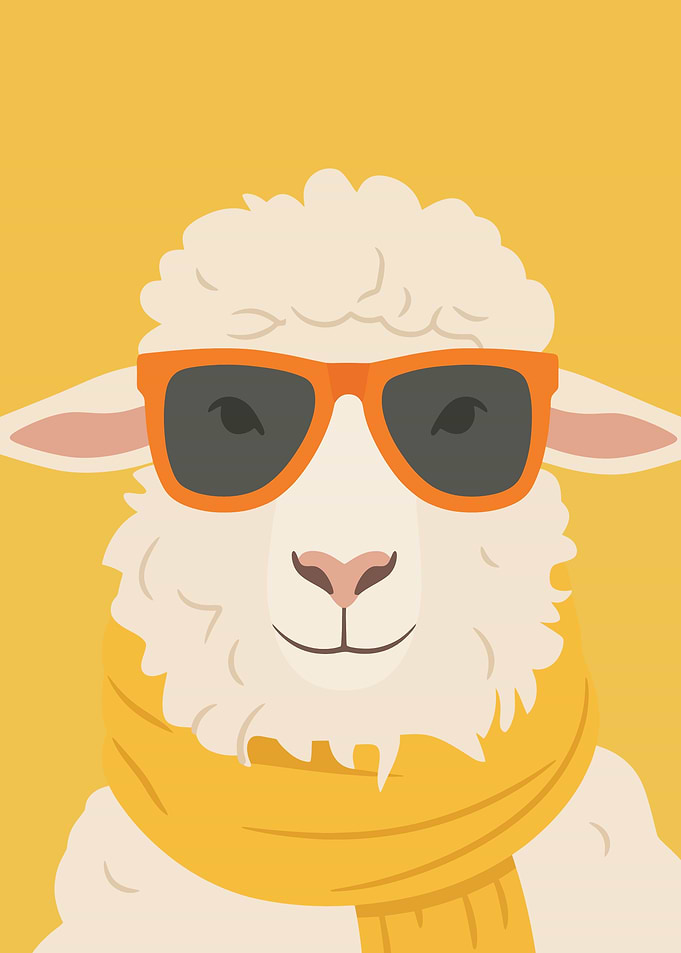Cool Sheep Wearing Sunglasses and Scarf