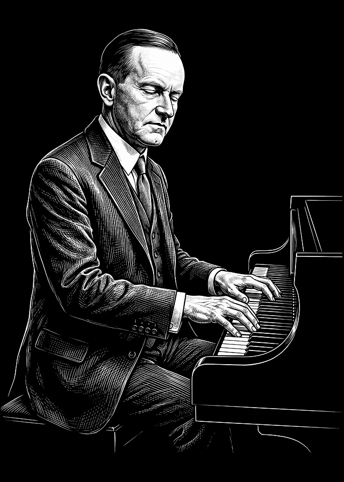 Calvin Coolidge - US President Playing Piano