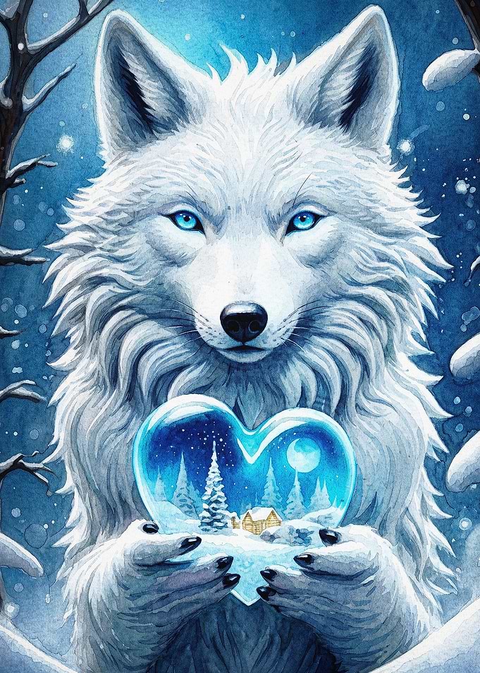 White Wolf Heart Winter Art