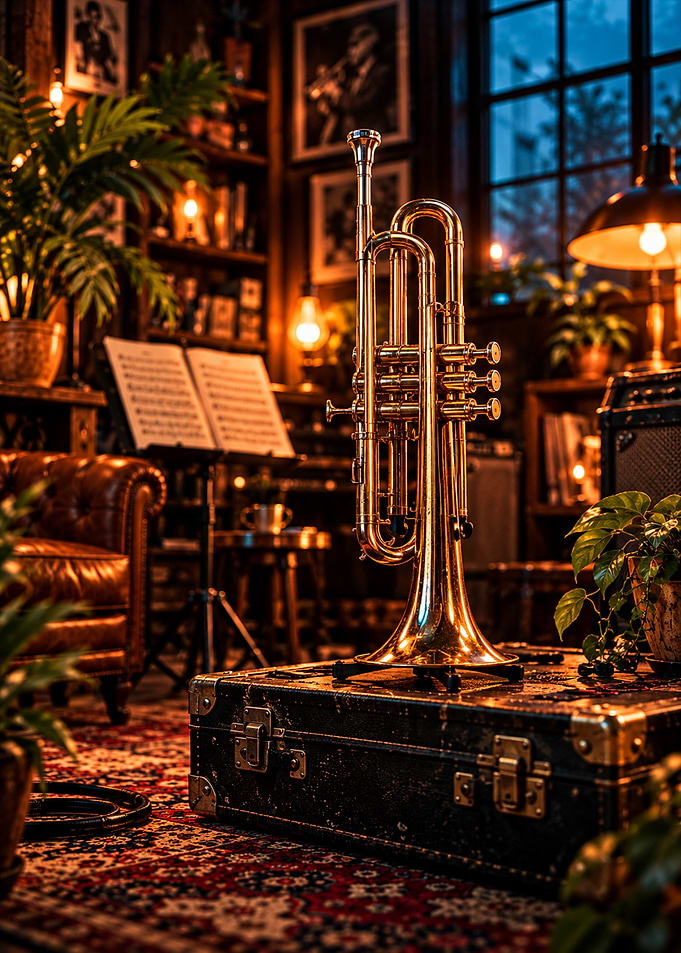 Golden Trumpet in Vintage Study