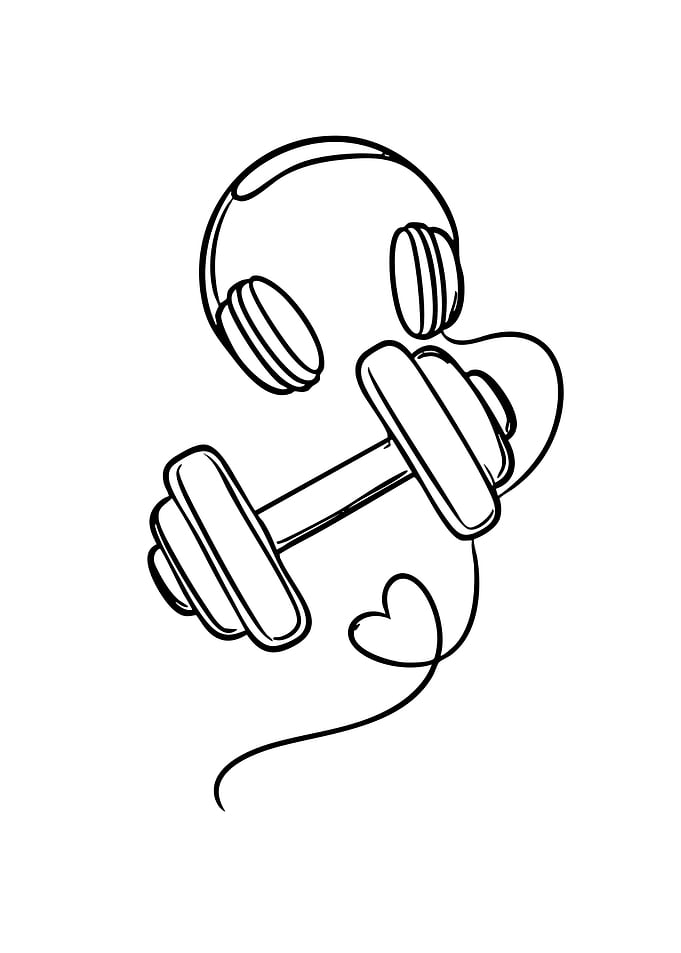 Minimalist Fitness and Music Line Art