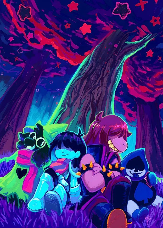 Deltarune Characters Resting Under Stars