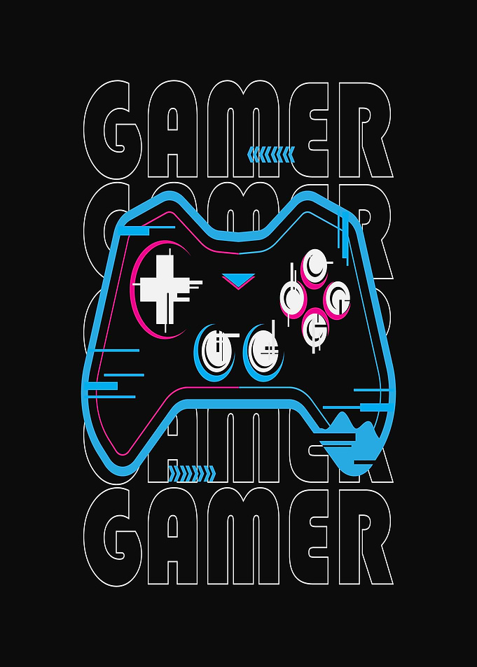 Gamer Controller Neon Graphic Design
