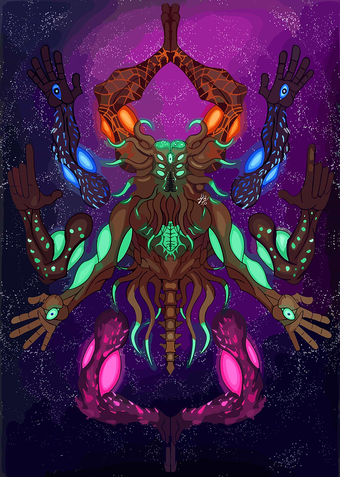 Cosmic Eldritch Deity Digital Illustration