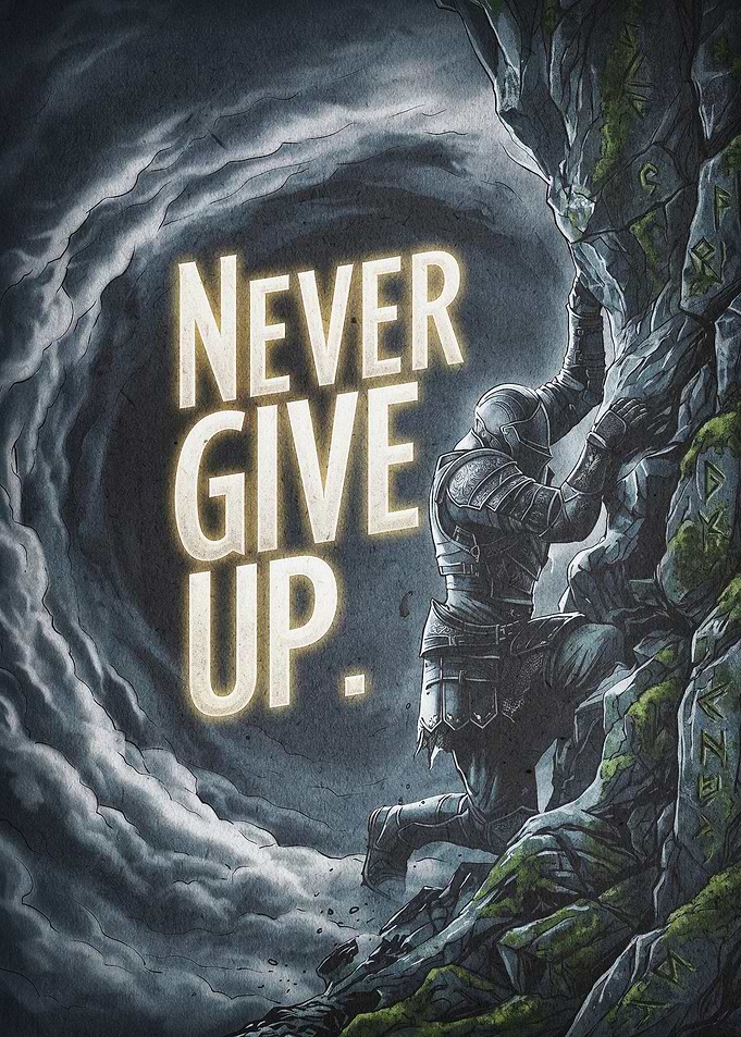 Knight Climbing Motivational Art