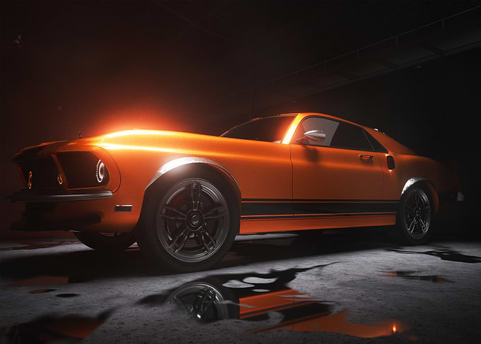 Orange Classic Muscle Car