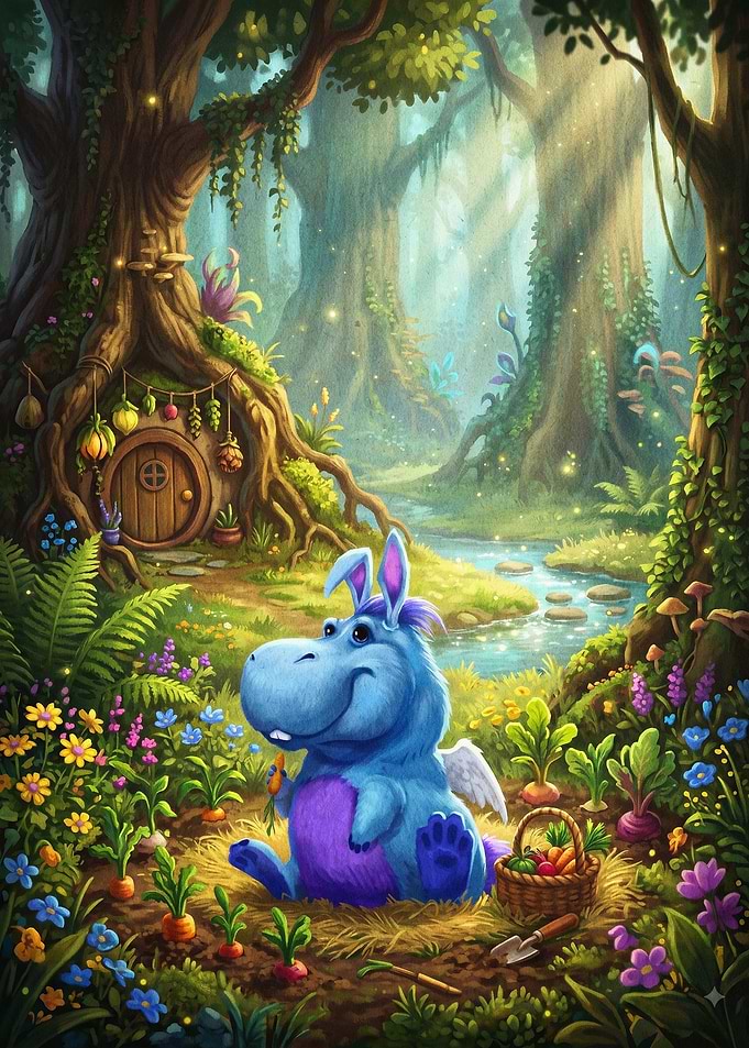 Blue Monster Magic Forest Art Poste