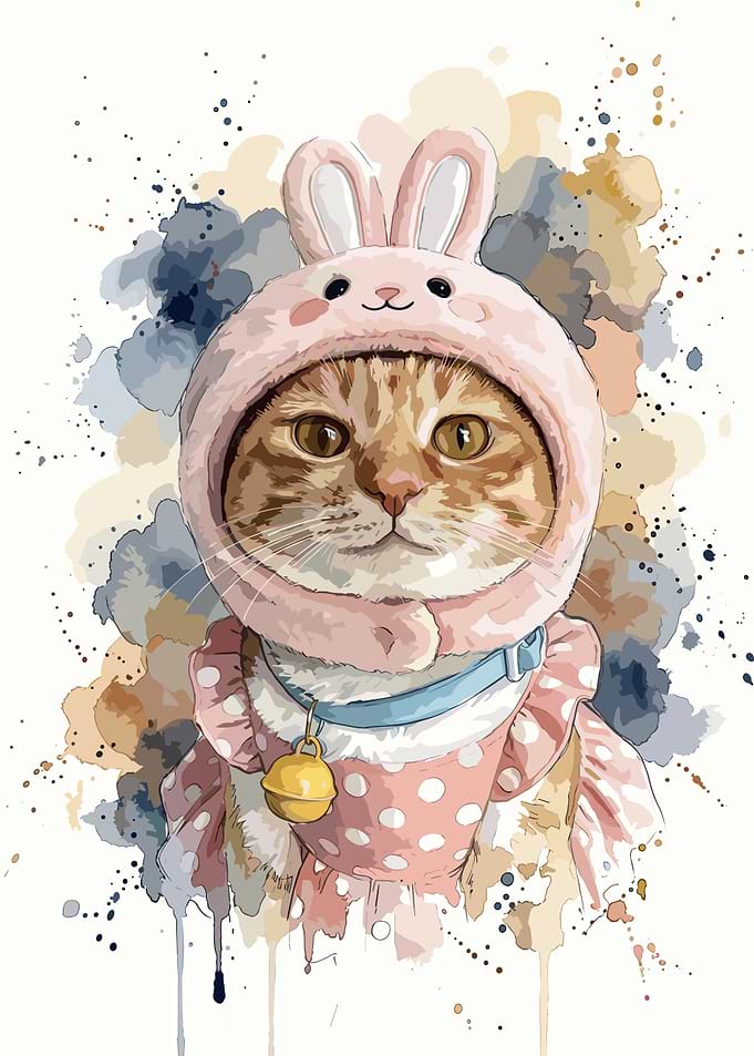 Cute Cat Wearing Bunny Hat