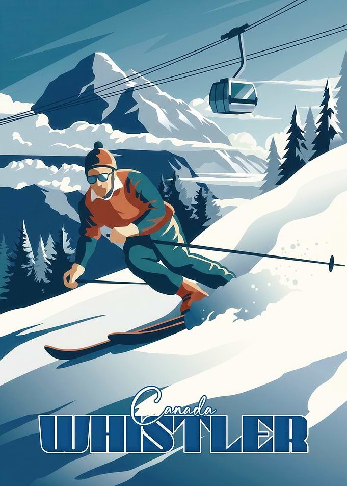 Whistler Canada Skiing Travel Poster