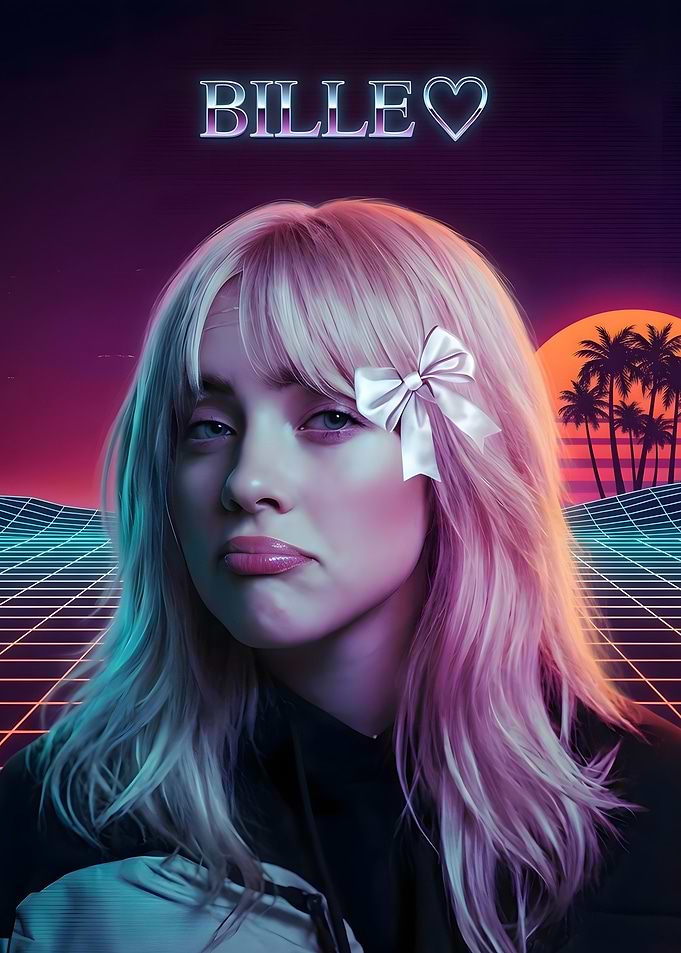 Billie Eilish Synthwave Portrait