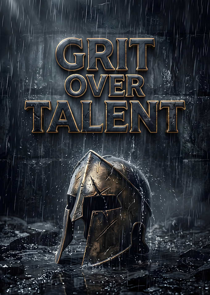 Grit Over Talent Spartan Helmet Motivational Quote