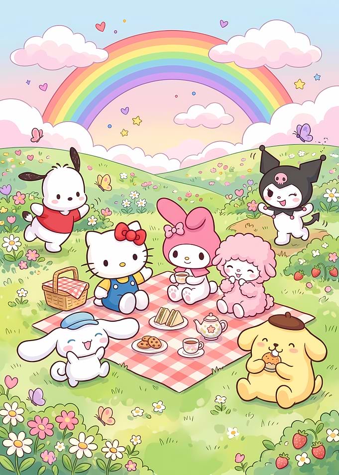 Sanrio Friends Picnic Under Rainbow