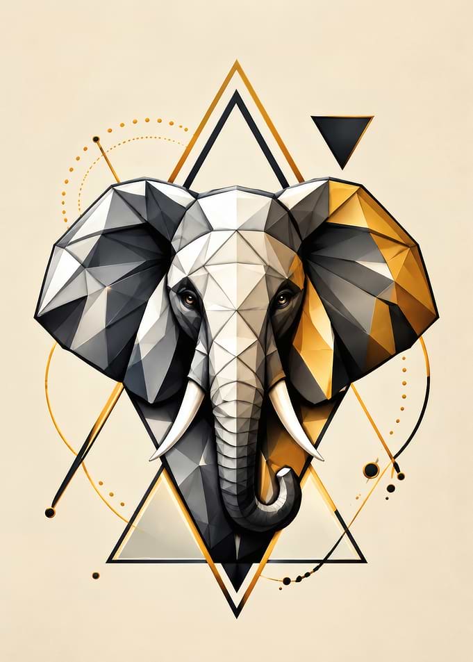 Geometric Elephant Head Art
