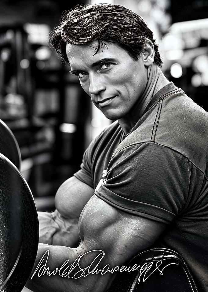 Arnold Schwarzenegger Gym Portrait