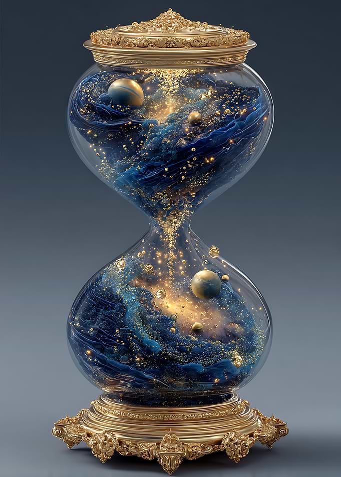 Ornate Hourglass Containing a Galaxy