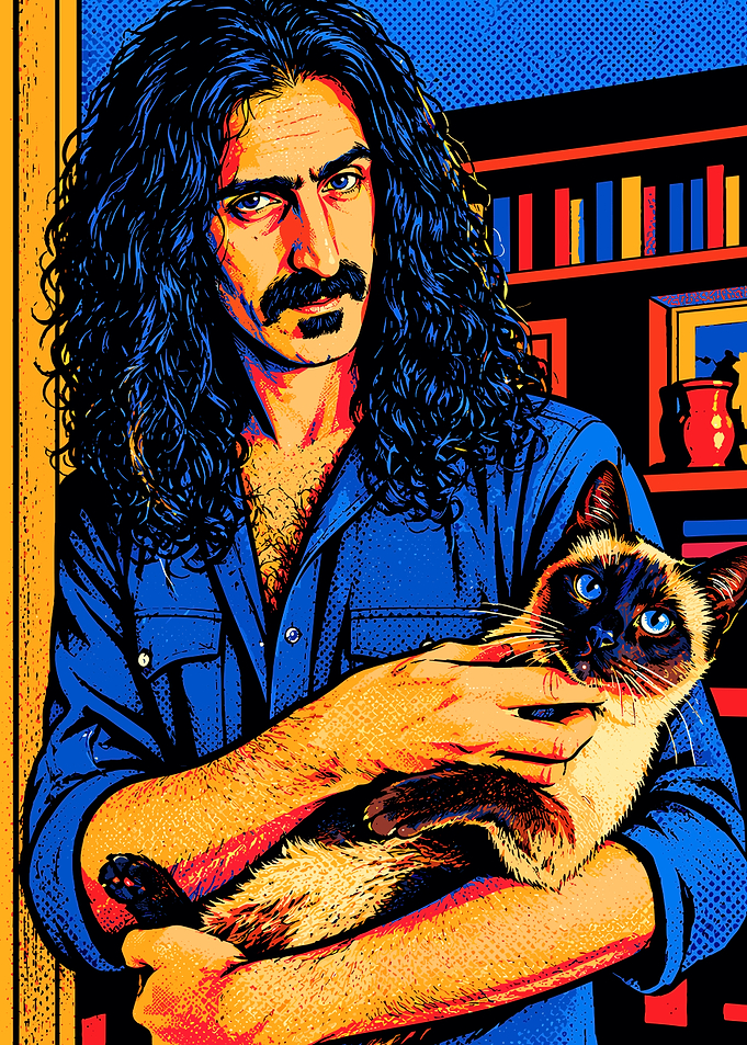 Frank Zappa with Siamese Cat Pop Art