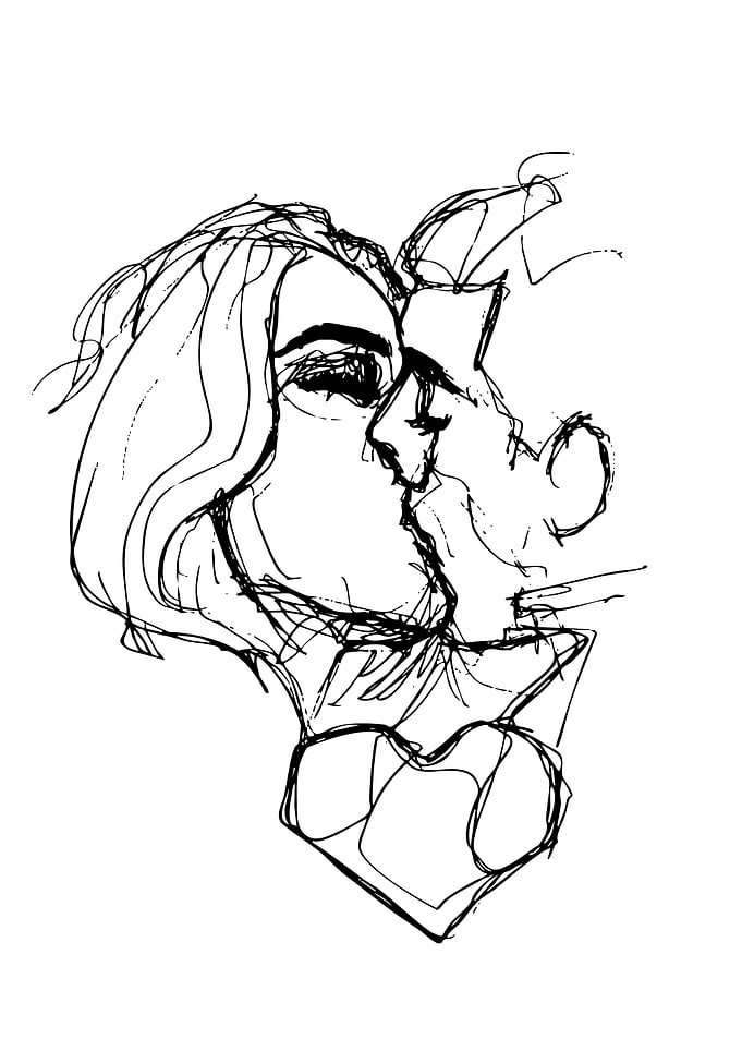 Abstract Line Art Kissing Couple