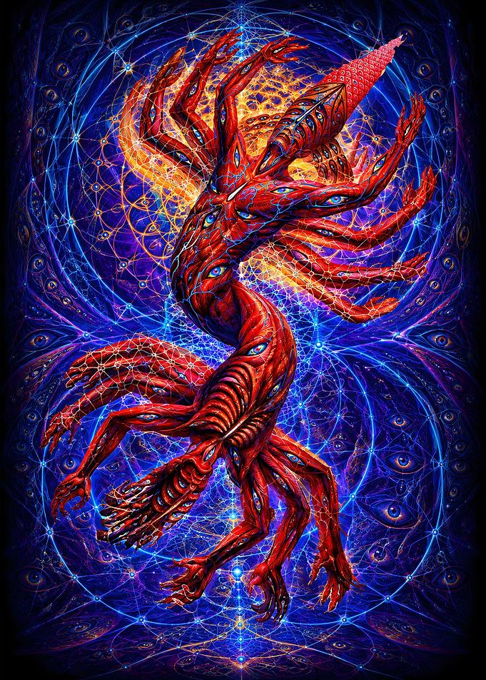 Alex Grey Psychedelic Multi-Armed Entity