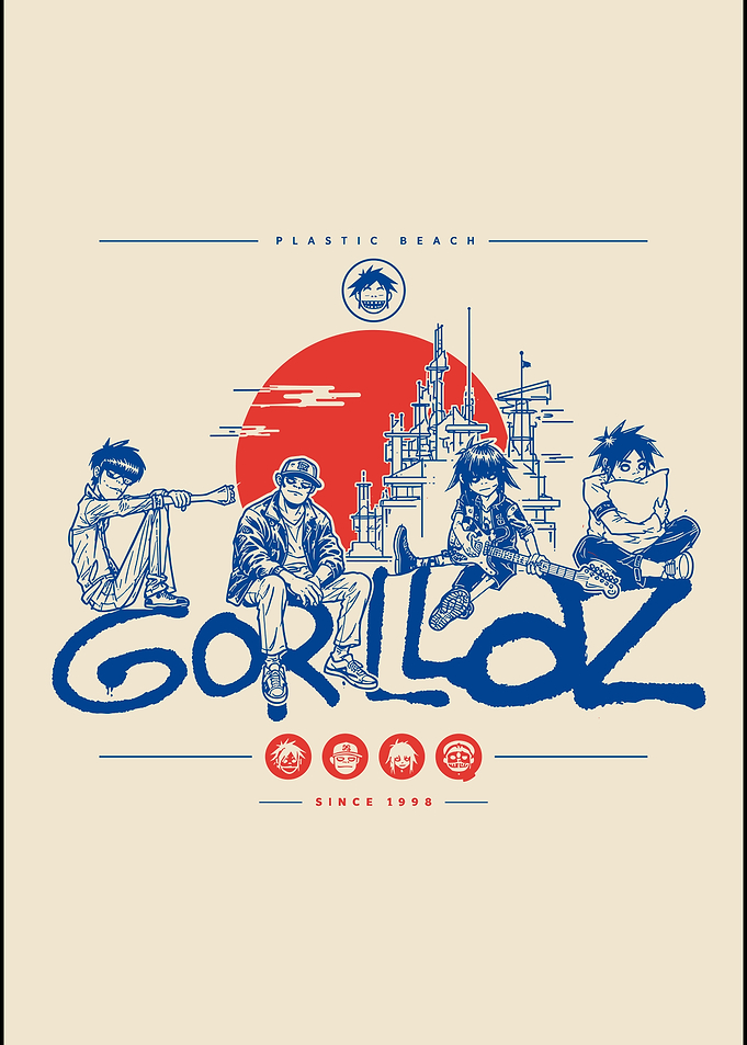 Gorillaz Plastic Beach Band Poster