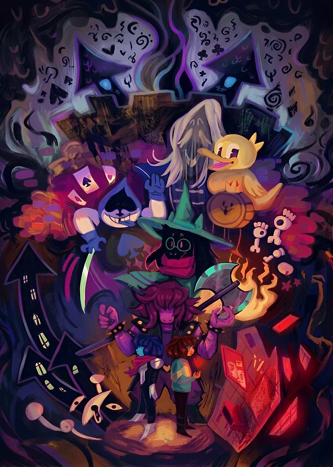 Deltarune Characters and Dark World Illustration