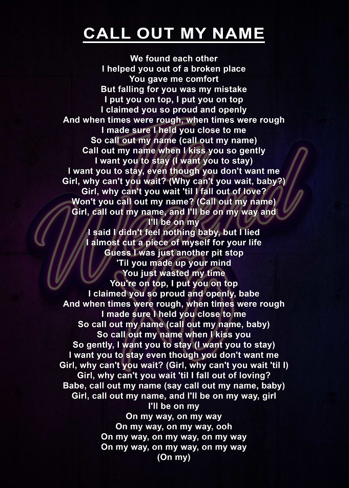 The Weeknd Call Out My Name Lyrics