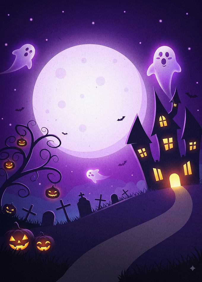 Spooky Halloween Night Art Poster