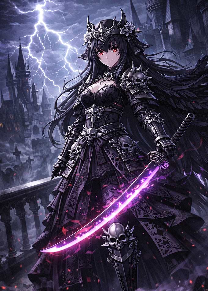 Dark Gothic Warrior Princess with Katana