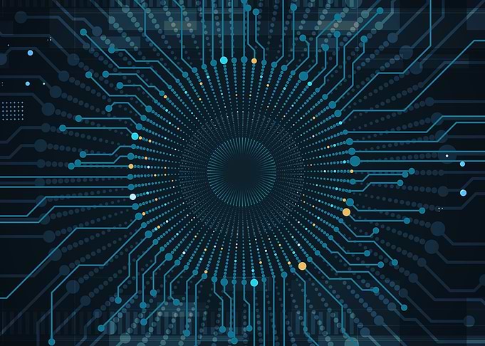 Digital Circuit Board Radial Pattern