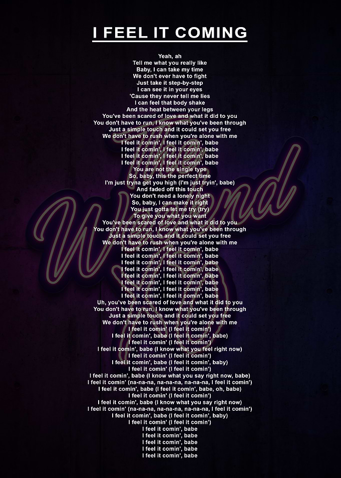 The Weeknd I Feel It Coming Lyrics Poster